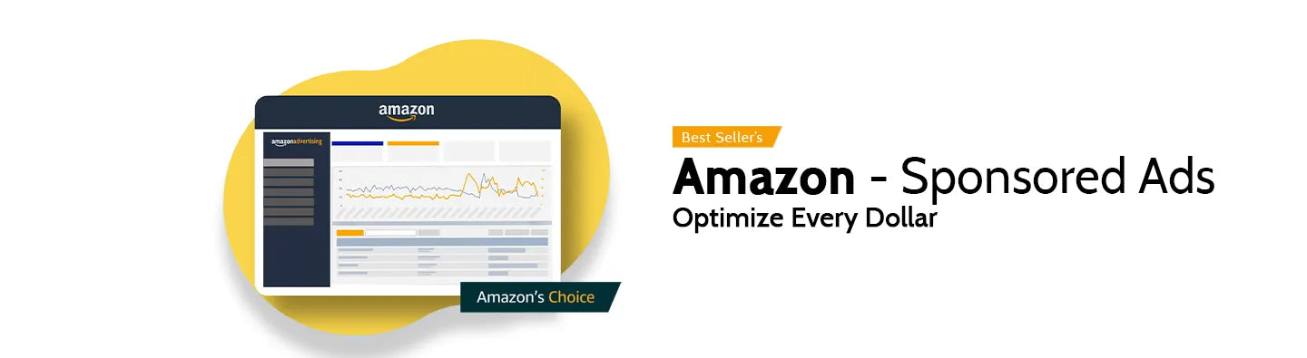 A banner ad showcasing Amazon sponsored ads with a tagline 'Optimize Every Dollar'